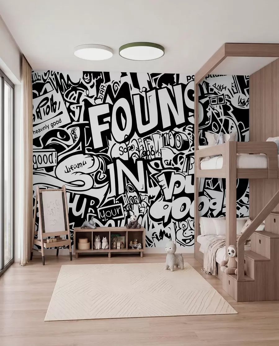 Fototapeta Czarno-białe graffiti w01190