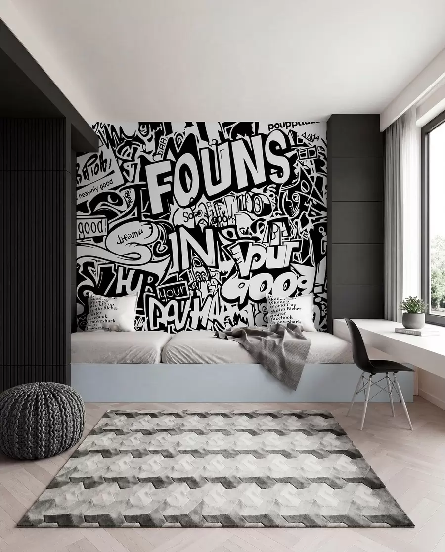 Fototapeta Czarno-białe graffiti w01190