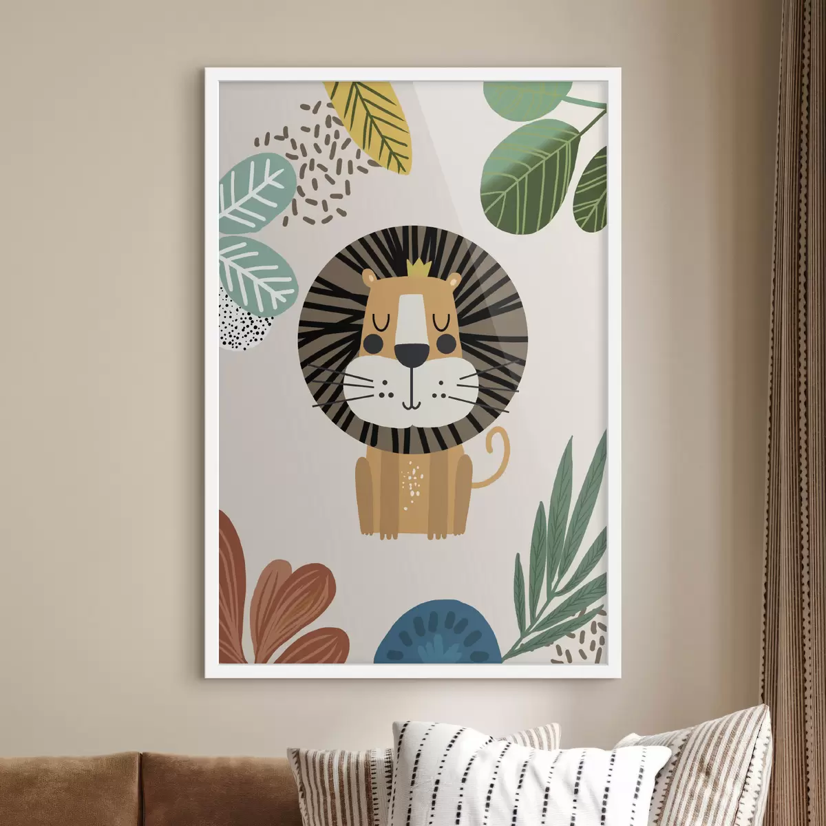 Plakat Lew w dżungli w stylu safari, boho f39095