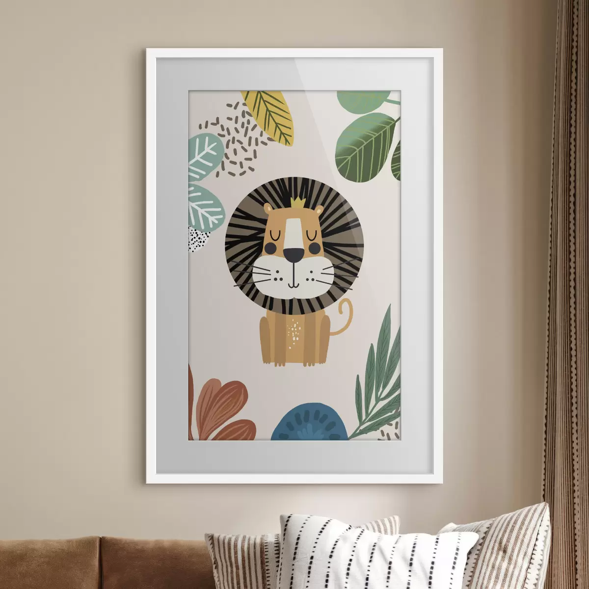 Plakat Lew w dżungli w stylu safari, boho f39095