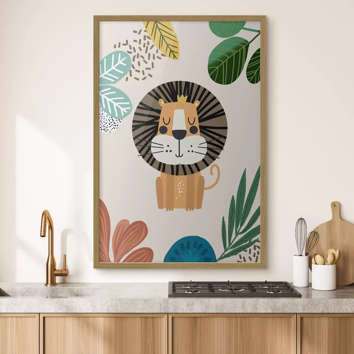 Plakat Lew w dżungli w stylu safari, boho f39095