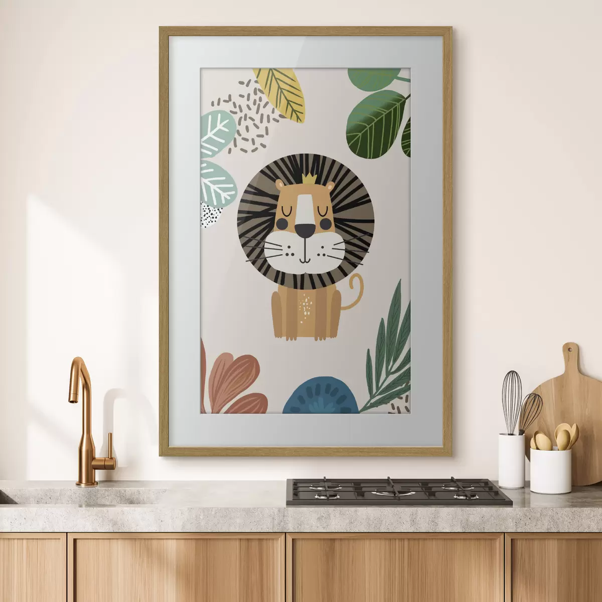 Plakat Lew w dżungli w stylu safari, boho f39095