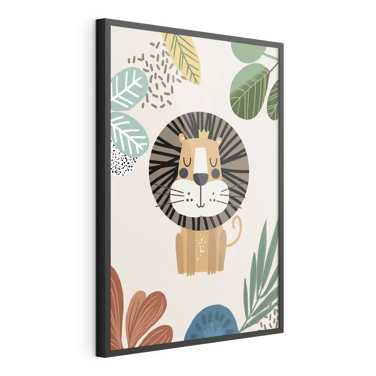 Plakat Lew w dżungli w stylu safari, boho f39095