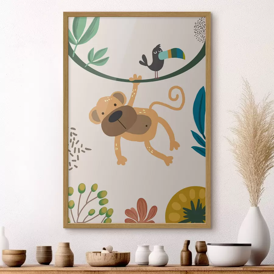 Fototapeta Małpa w dżungli w stylu safari, boho f39094