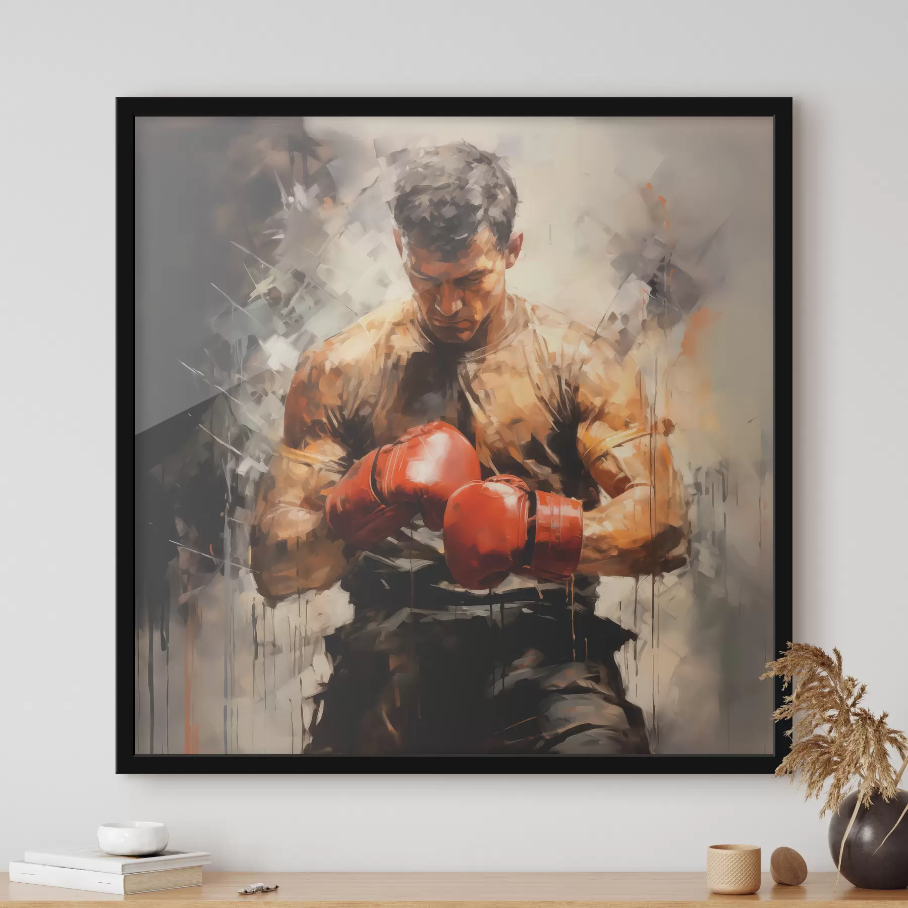 Fototapeta Bokser w czerwonych rękawiczkach obraz olejny f39180