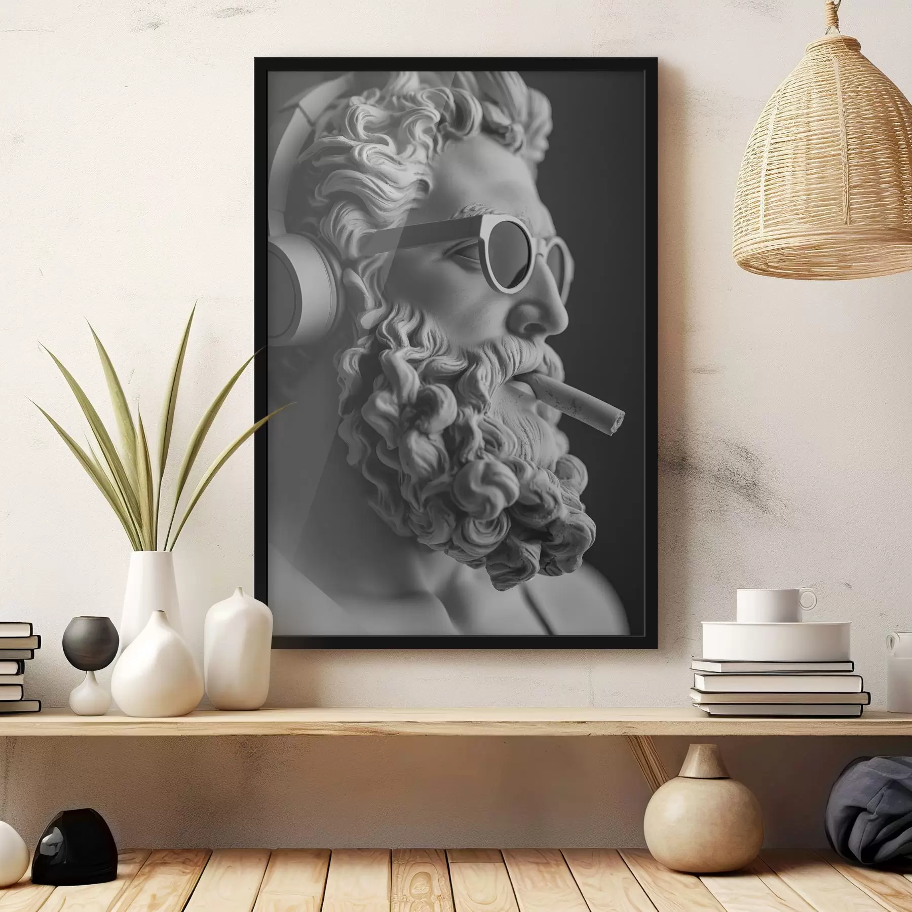 Obraz czarno-biała starożytna grecka rzeźba Zeusa w nowoczesnym stylu f26122