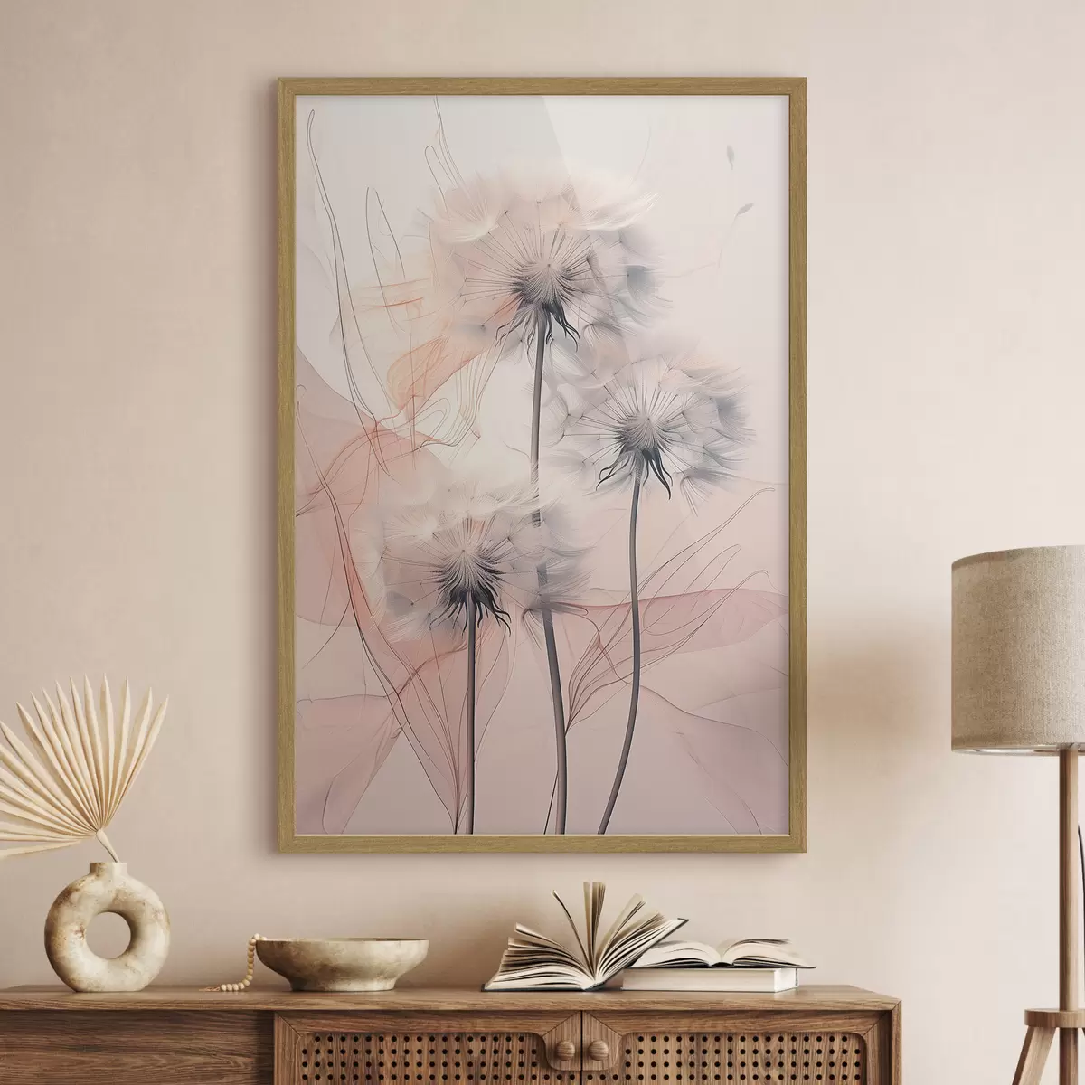 Plakat Delikatne mlecze na abstrakcyjnym tle f39199