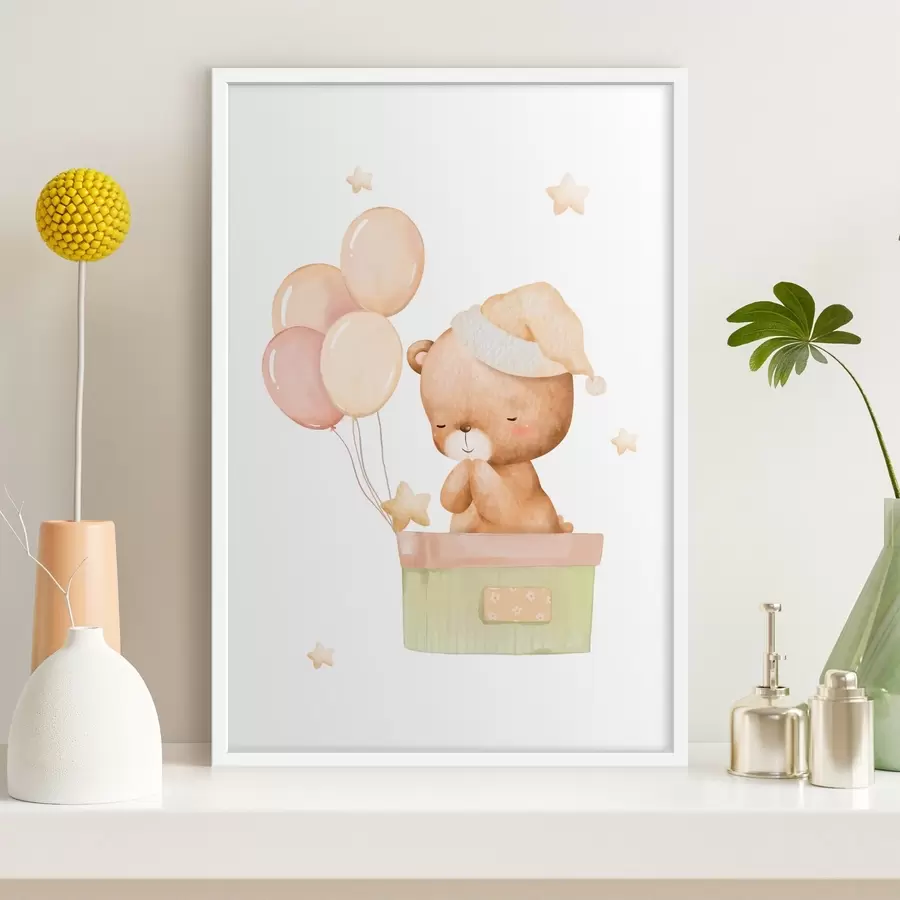 Fototapeta Uroczy miś z balonami i gwiazdkami f37918