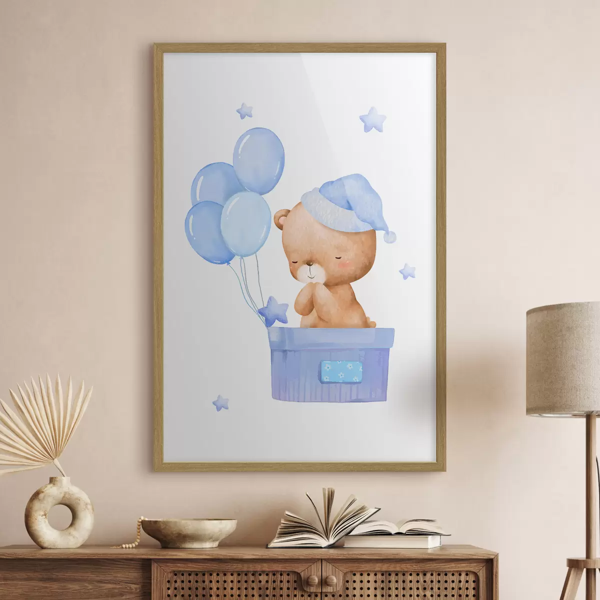 Plakat Uroczy miś z radosnymi balonami f37918v1