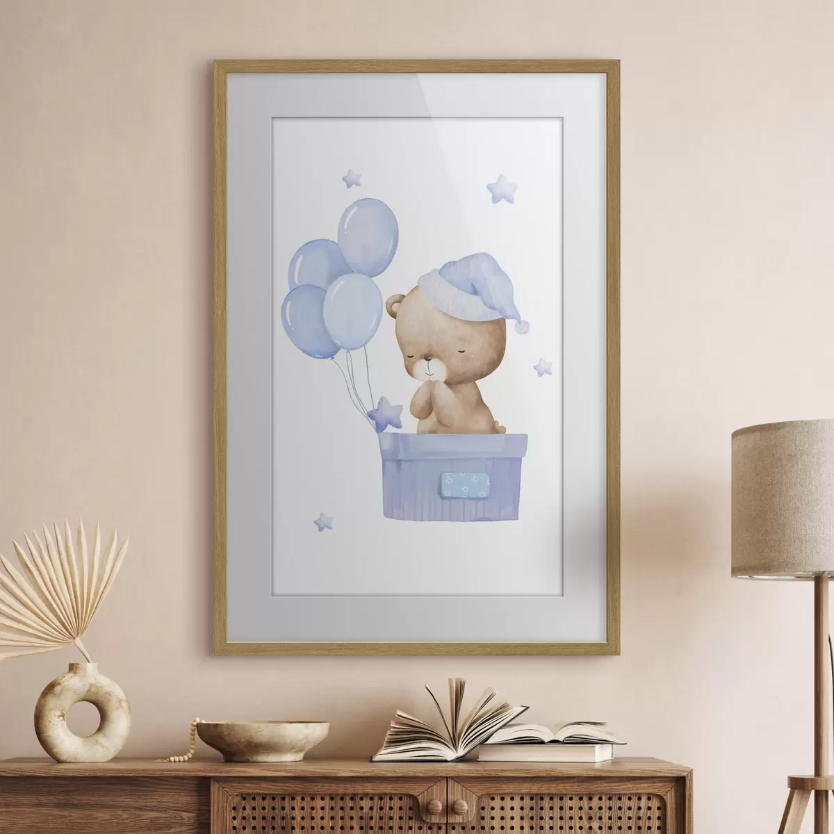 Plakat Uroczy miś z radosnymi balonami f37918v1