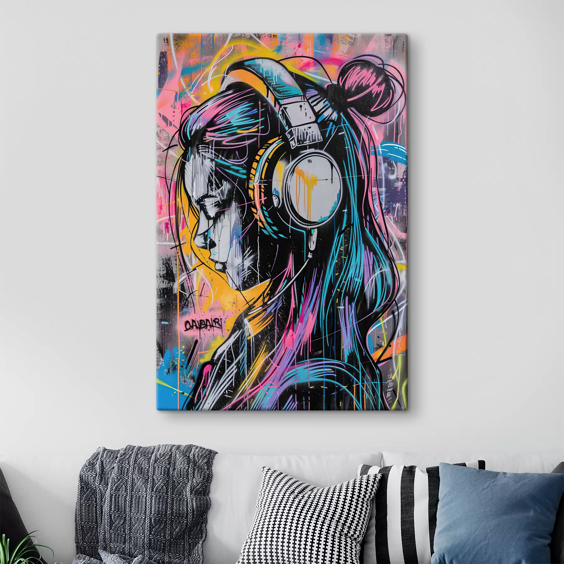 Fototapeta Kobieta ze słuchawkami w stylu graffiti s39443