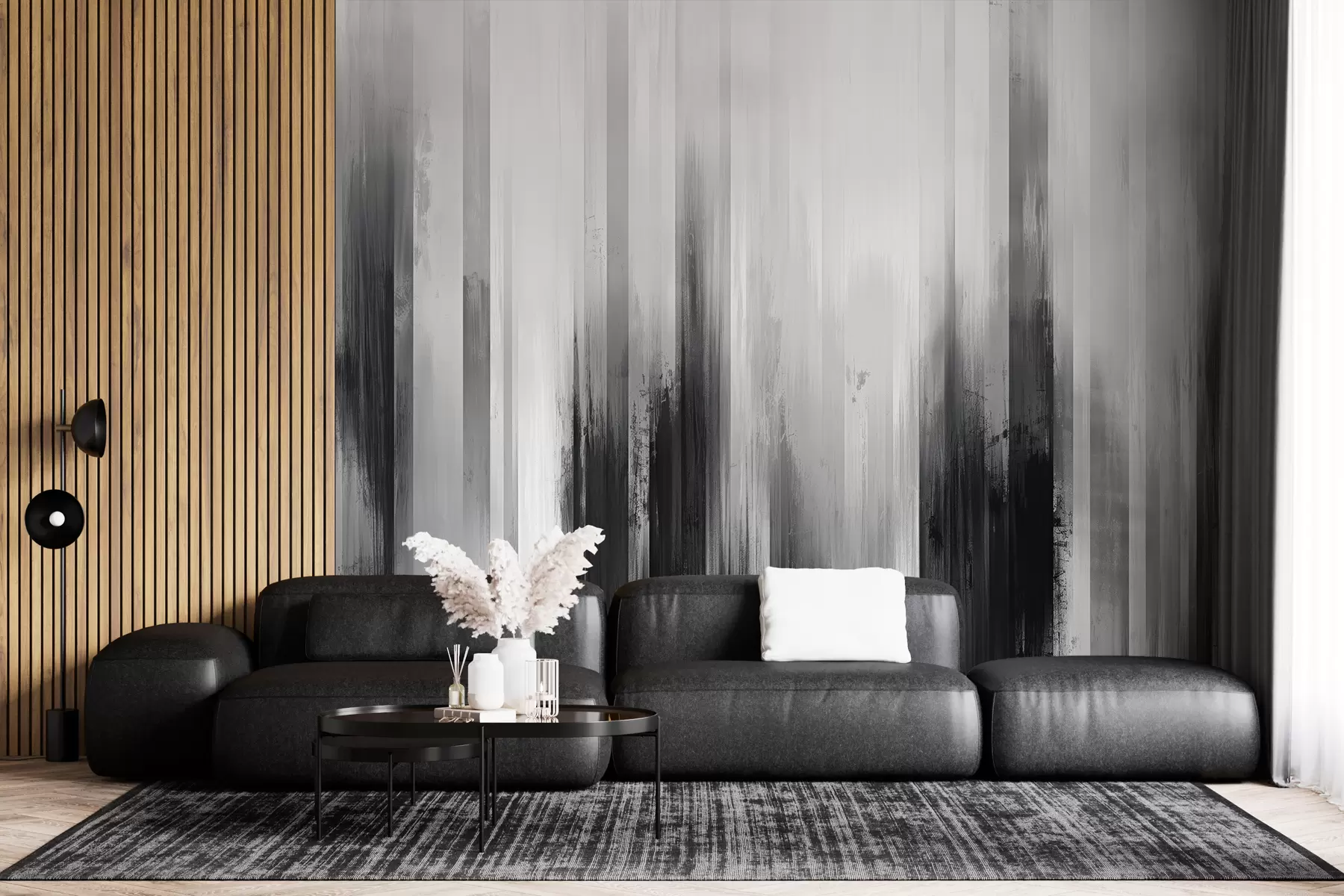 Fototapeta abstrakcyjne tło z pionowymi paskami w czarno-białych kolorach w07945v3