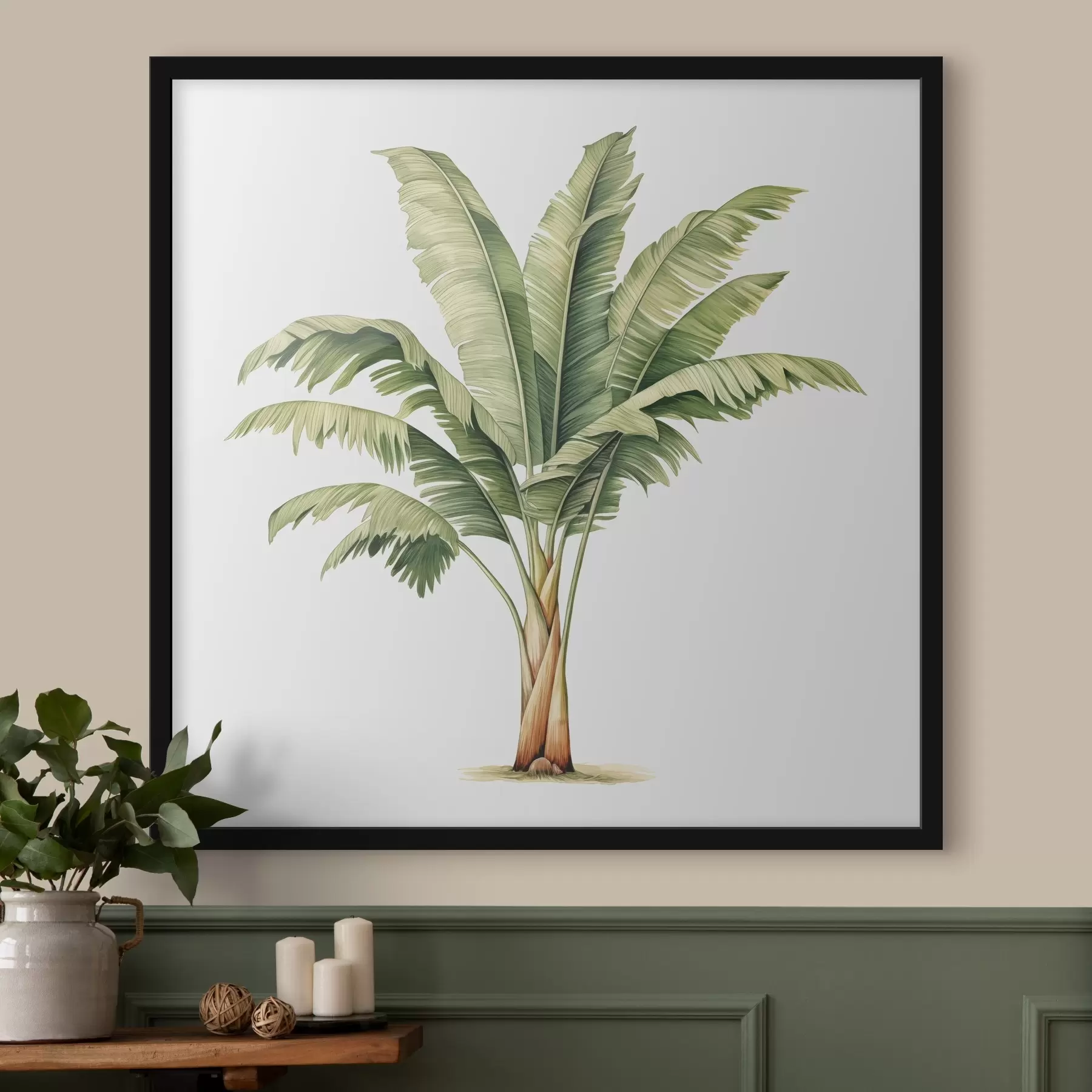 Obraz Akwarelowa minimalistyczna ilustracja przedstawiająca palmę bananową f39562