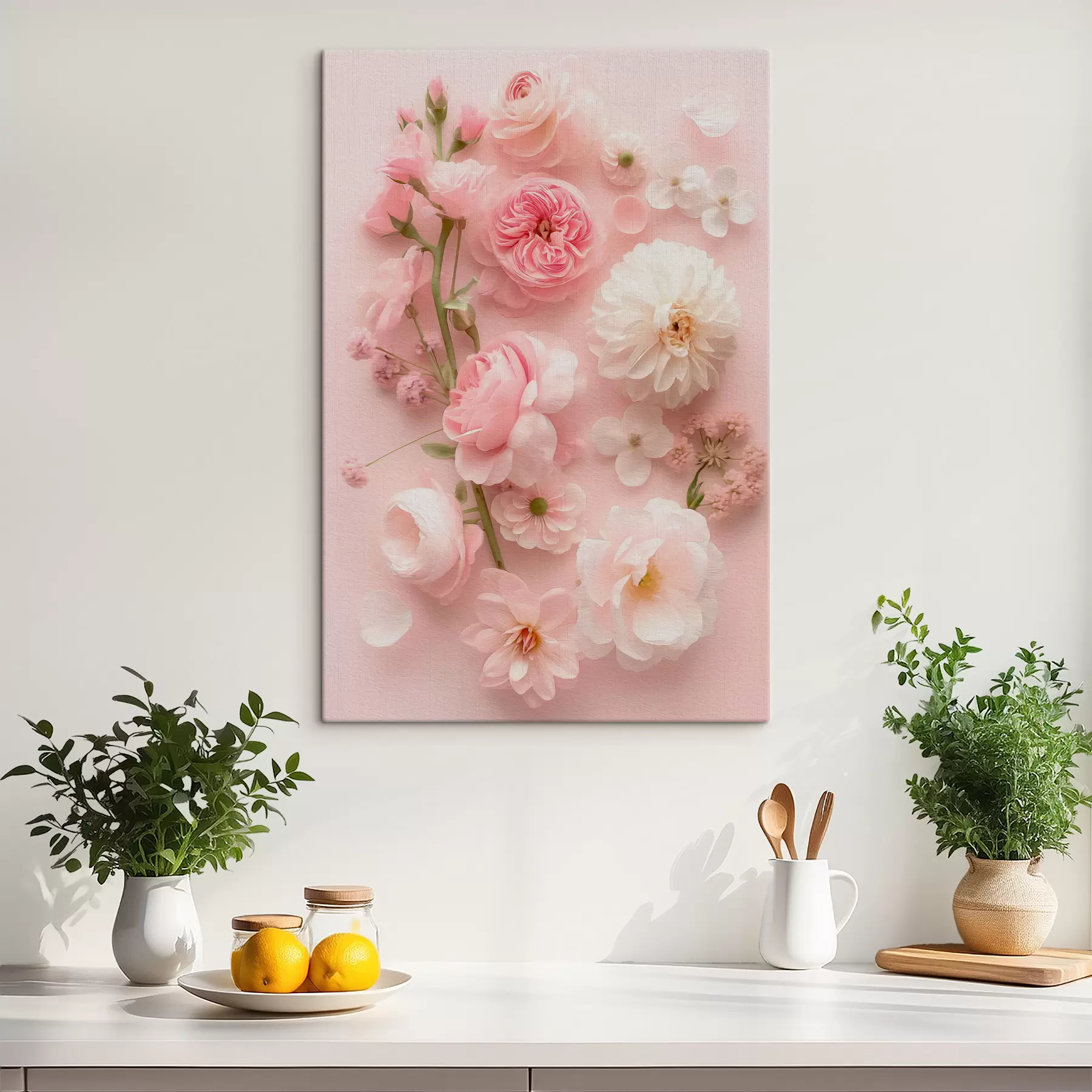 Obraz Bujne kwiaty na różowym tle s39576