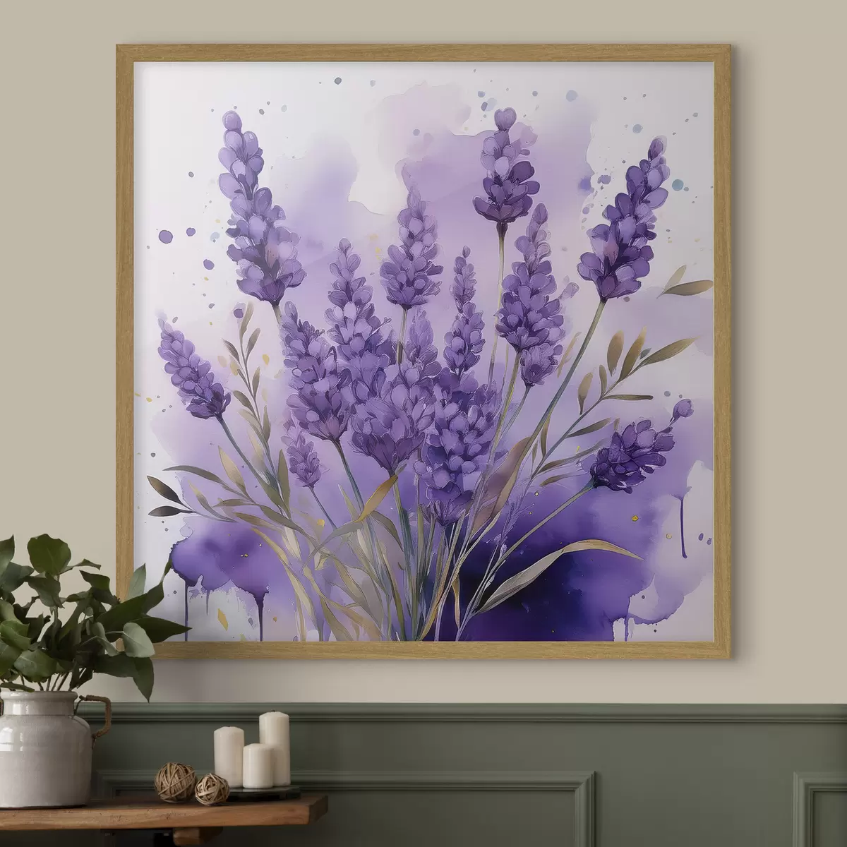 Plakat kwiaty lawendy w akwareli f39621