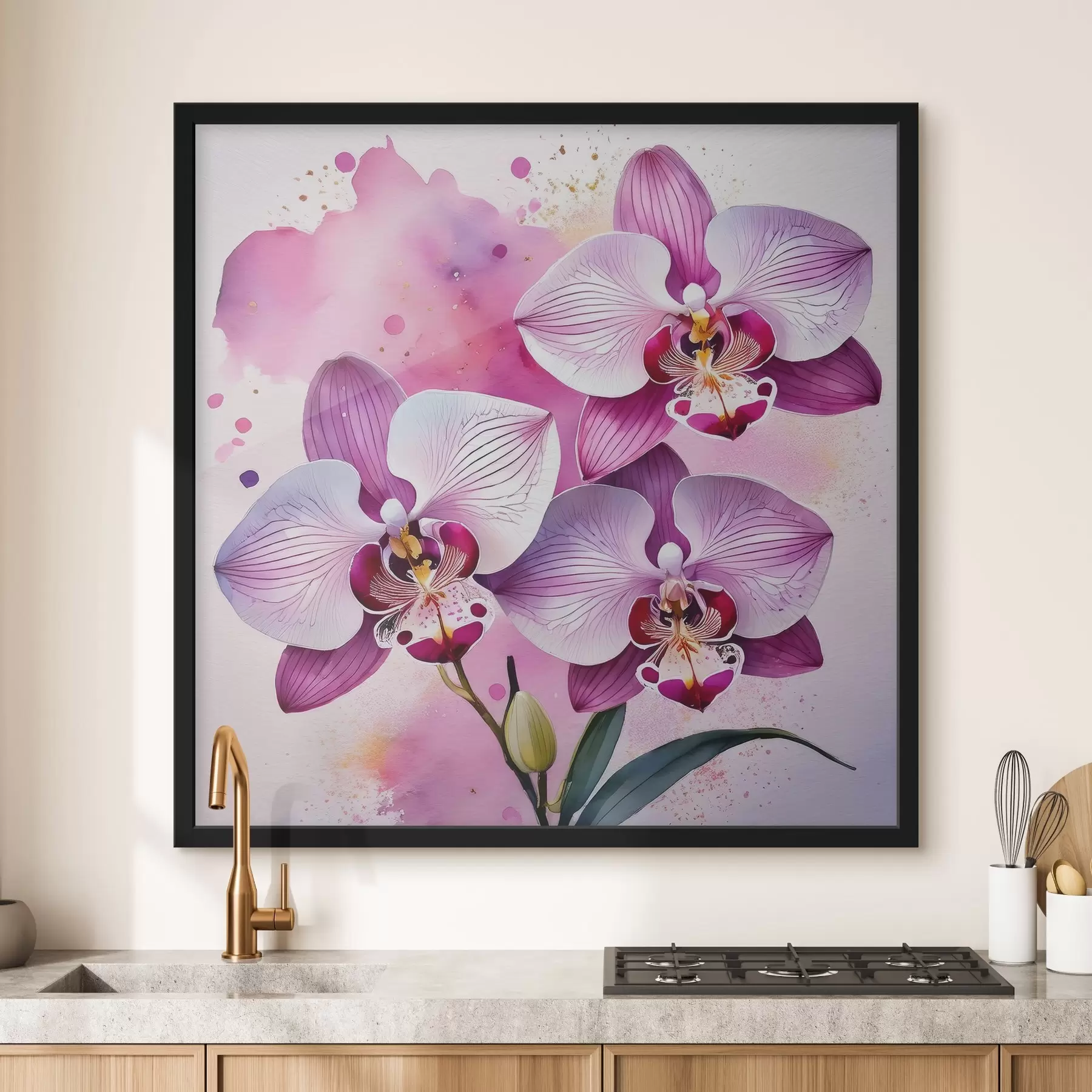 Fototapeta różowe orchidee w akwareli f39622