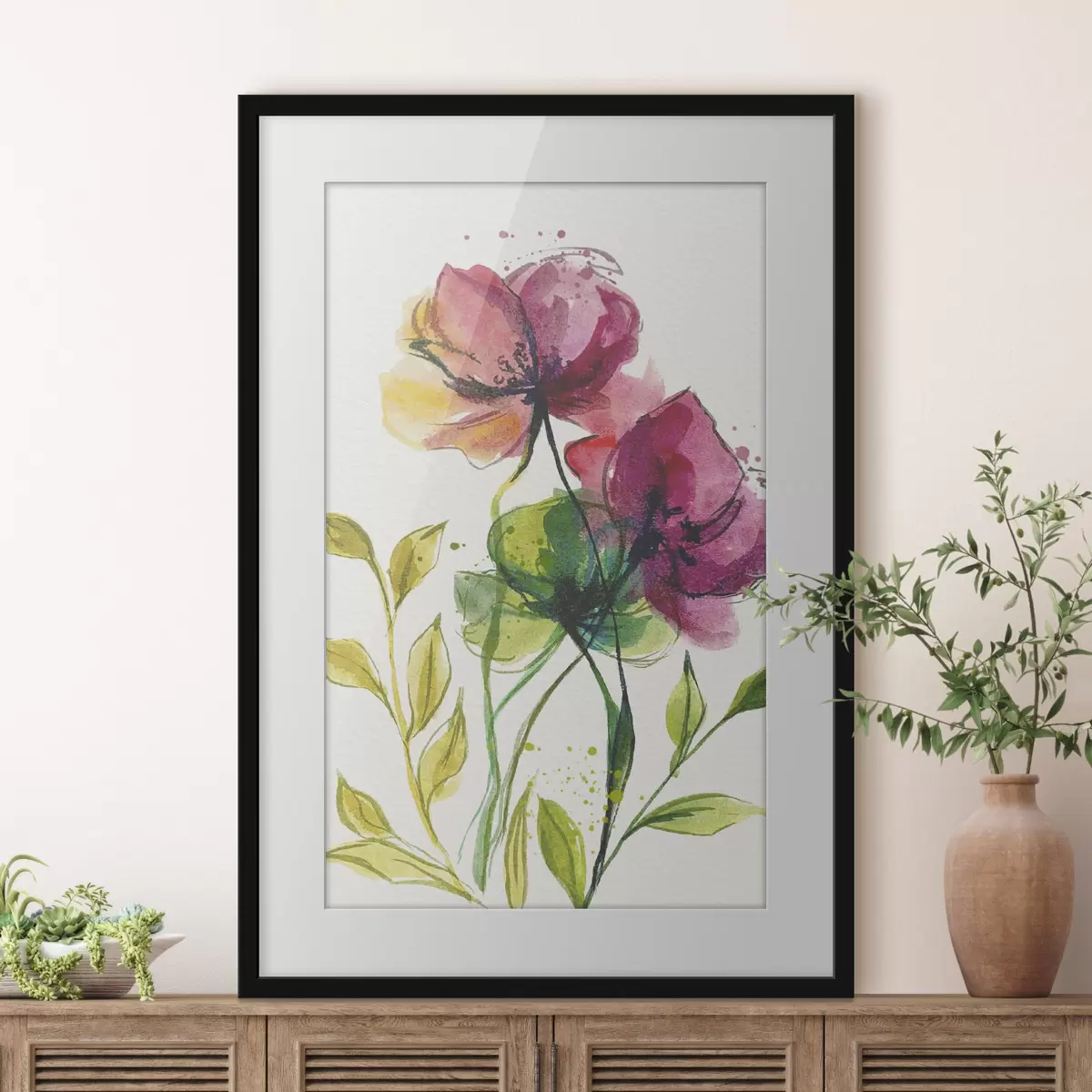 Plakat Piękne akwarelowe kwiaty f39768