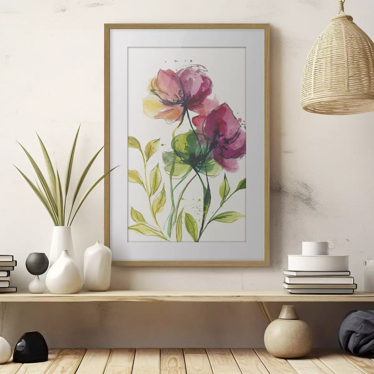 Plakat Piękne akwarelowe kwiaty f39768