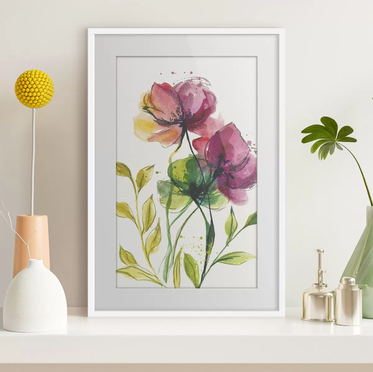 Plakat Piękne akwarelowe kwiaty f39768