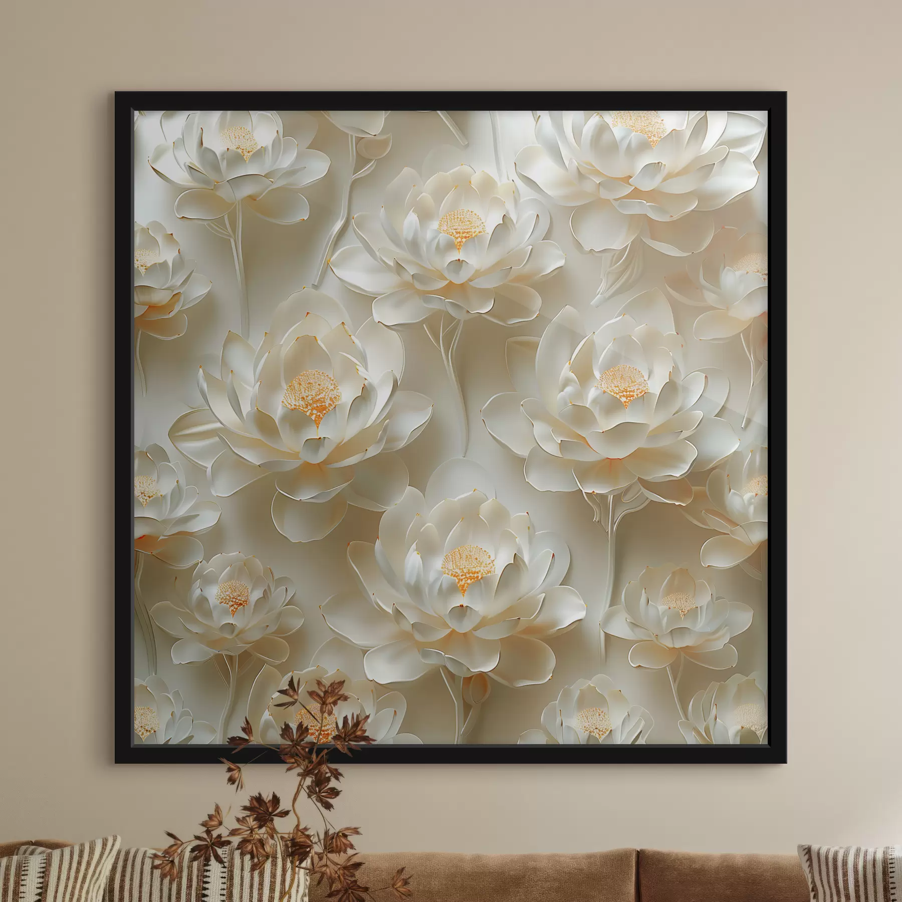 Fototapeta Delikatne porcelanowe białe kwiaty lotosu f39744