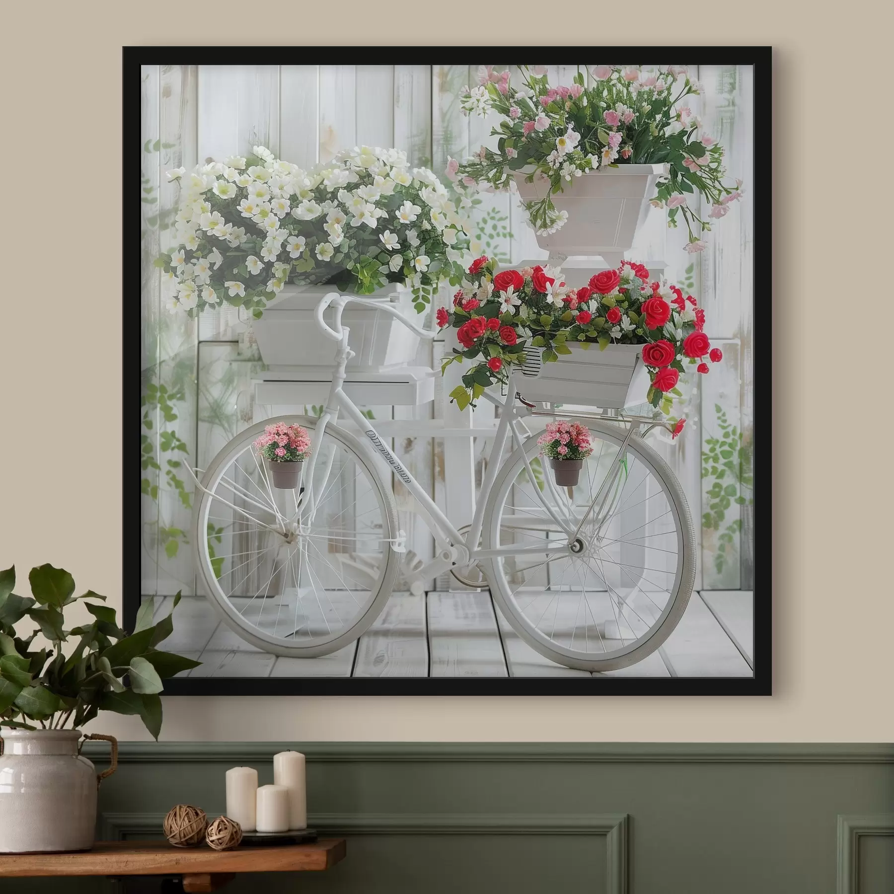 Fototapeta Rower i kosz na kwiaty w stylu prowansalskim f39242
