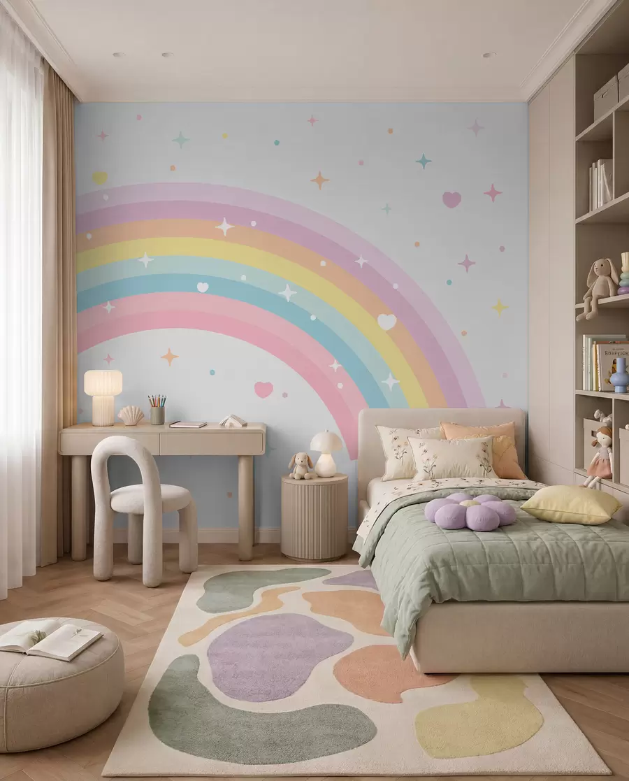 Fototapeta Tęcza, serca i gwiazdy w08109