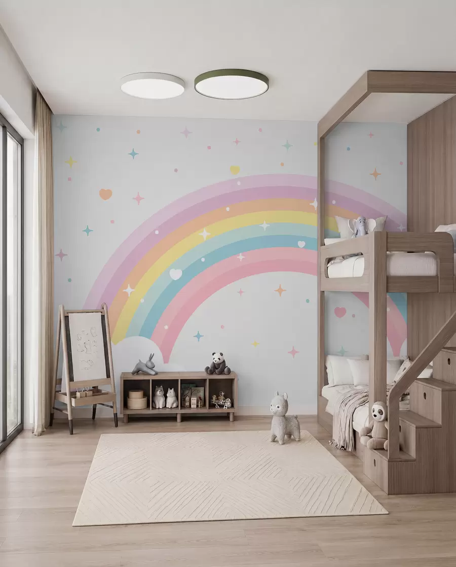 Fototapeta Tęcza, serca i gwiazdy w08109