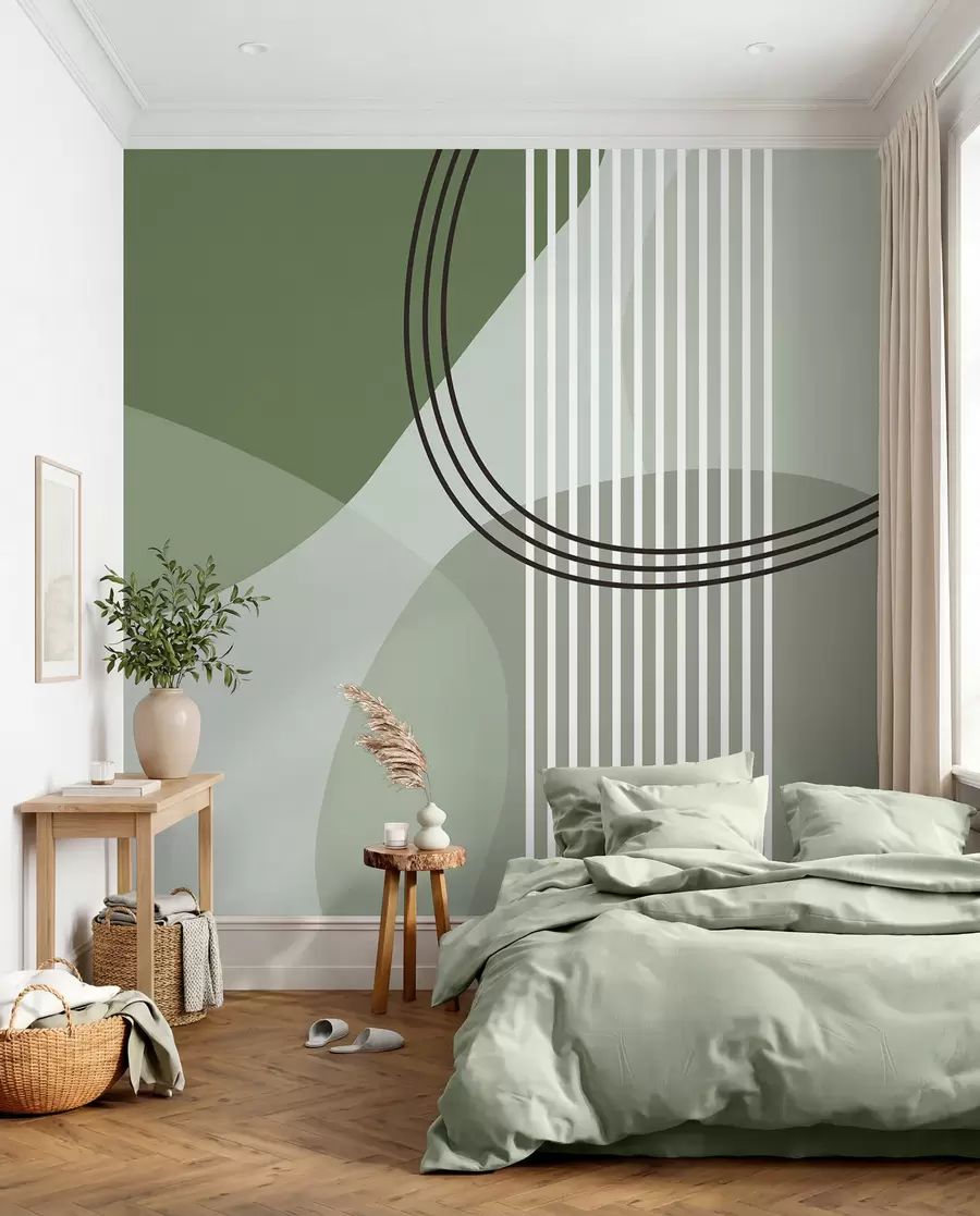 Fototapeta Linia abstrakcji geometrycznej i minimalizm koła w nowoczesnym stylu, kolor zielony w08173v1