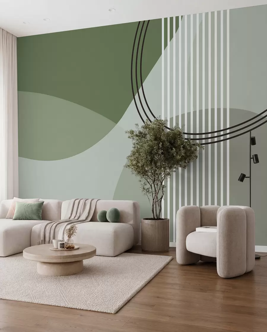 Fototapeta Linia abstrakcji geometrycznej i minimalizm koła w nowoczesnym stylu, kolor zielony w08173v1