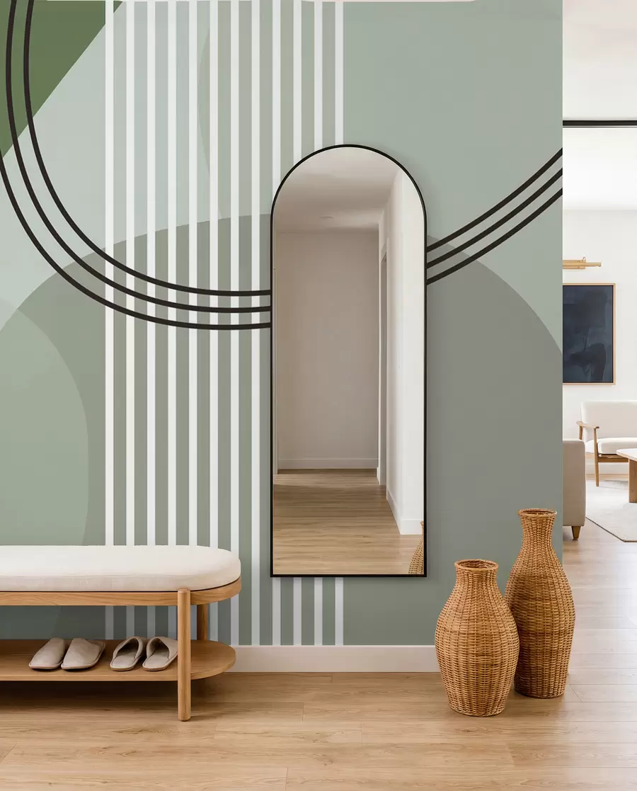Fototapeta Linia abstrakcji geometrycznej i minimalizm koła w nowoczesnym stylu, kolor zielony w08173v1