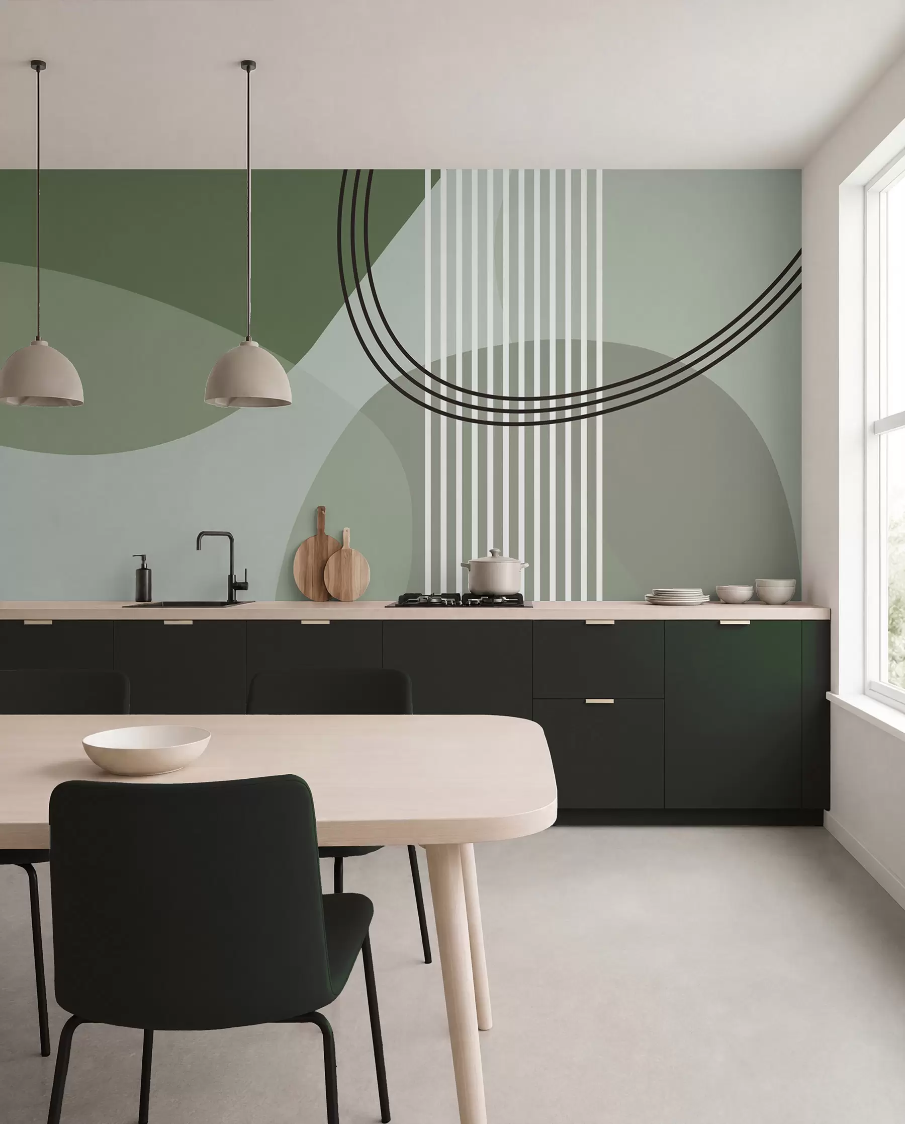 Fototapeta Linia abstrakcji geometrycznej i minimalizm koła w nowoczesnym stylu, kolor zielony w08173v1