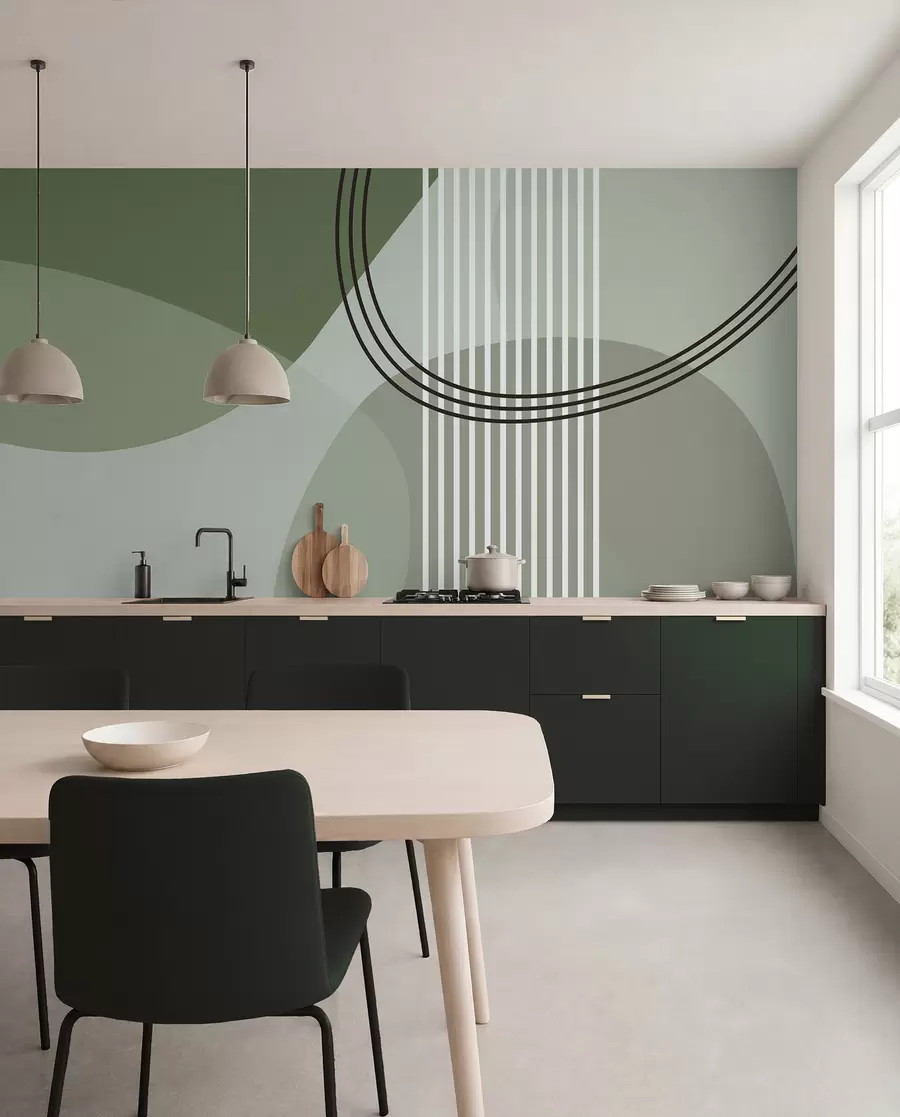 Fototapeta Linia abstrakcji geometrycznej i minimalizm koła w nowoczesnym stylu, kolor zielony w08173v1