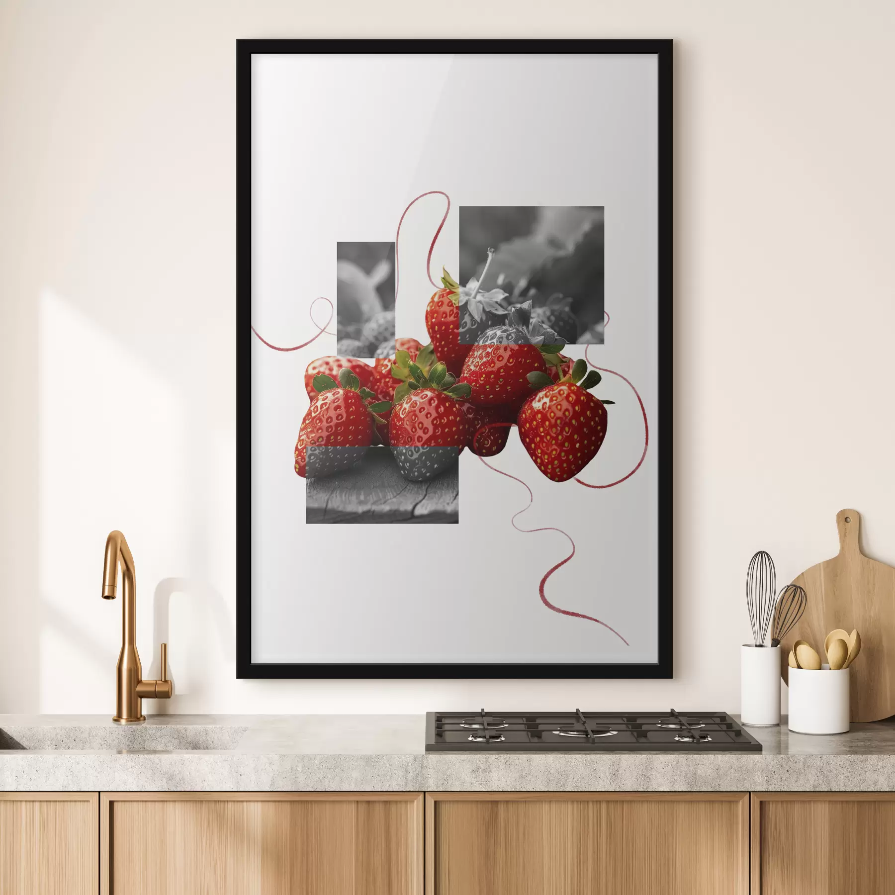 Fototapeta Truskawki, sztuka abstrakcyjna, fotorealizm, letnie jagody f40046