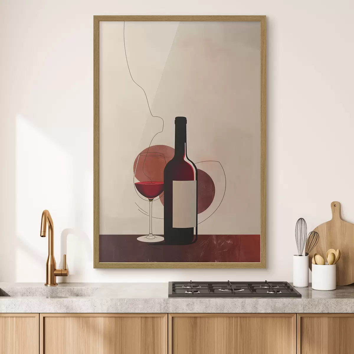 Plakat Butelka wina i kieliszek z winem f40191