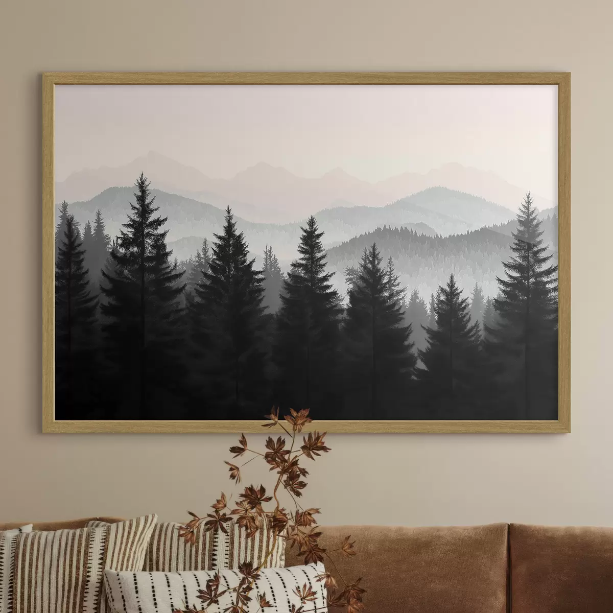 Plakat Las z górami w tle f40281