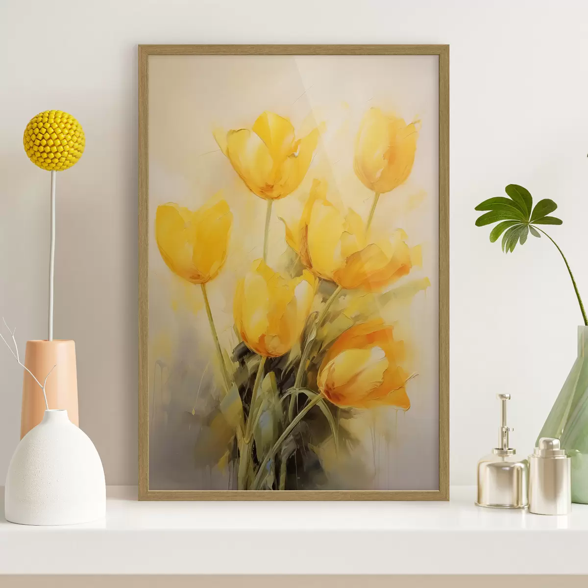 Plakat Żółte tulipany imitacja obraz olejny f40318