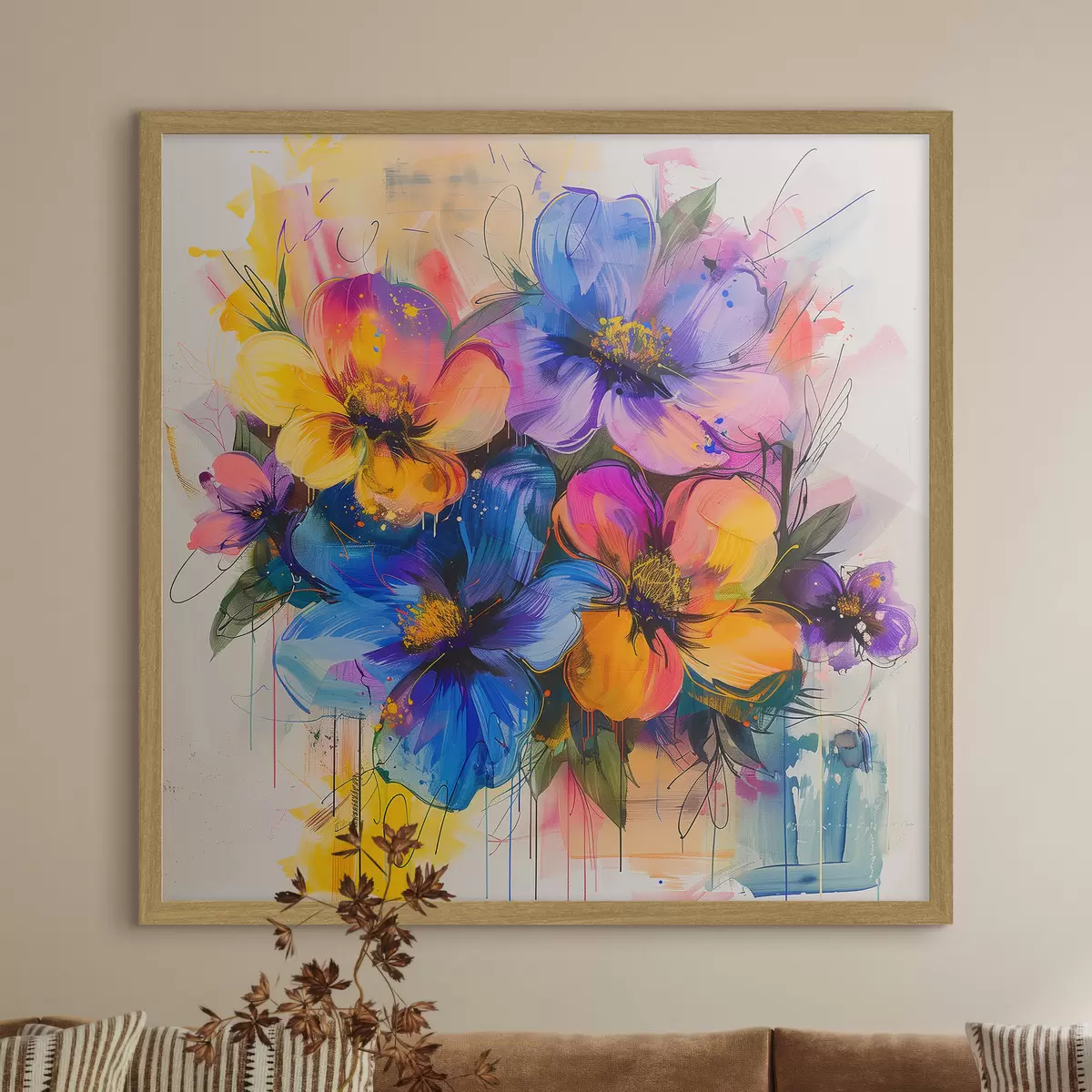 Plakat Kwiaty na abstrakcyjnym tle f40373