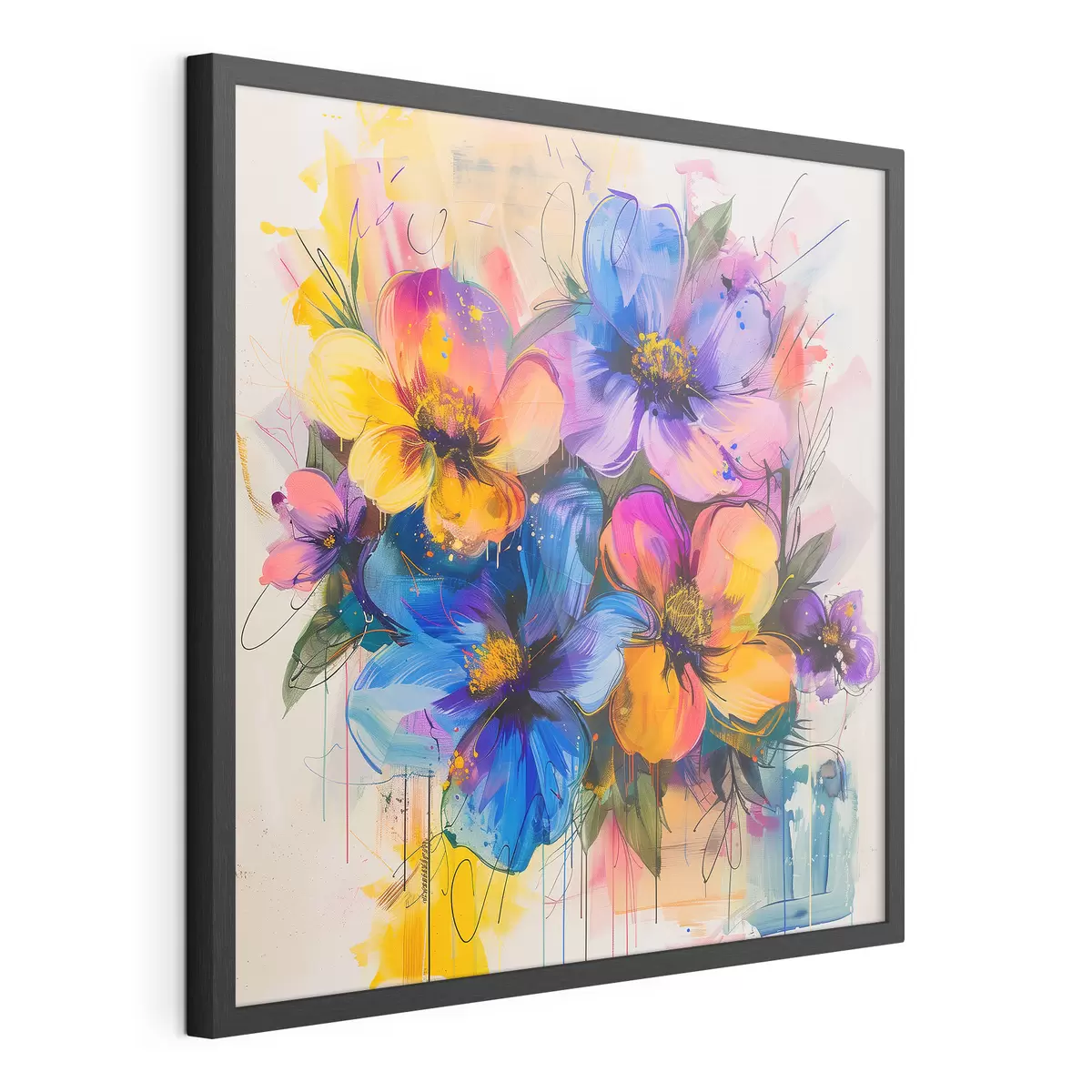 Plakat Kwiaty na abstrakcyjnym tle f40373