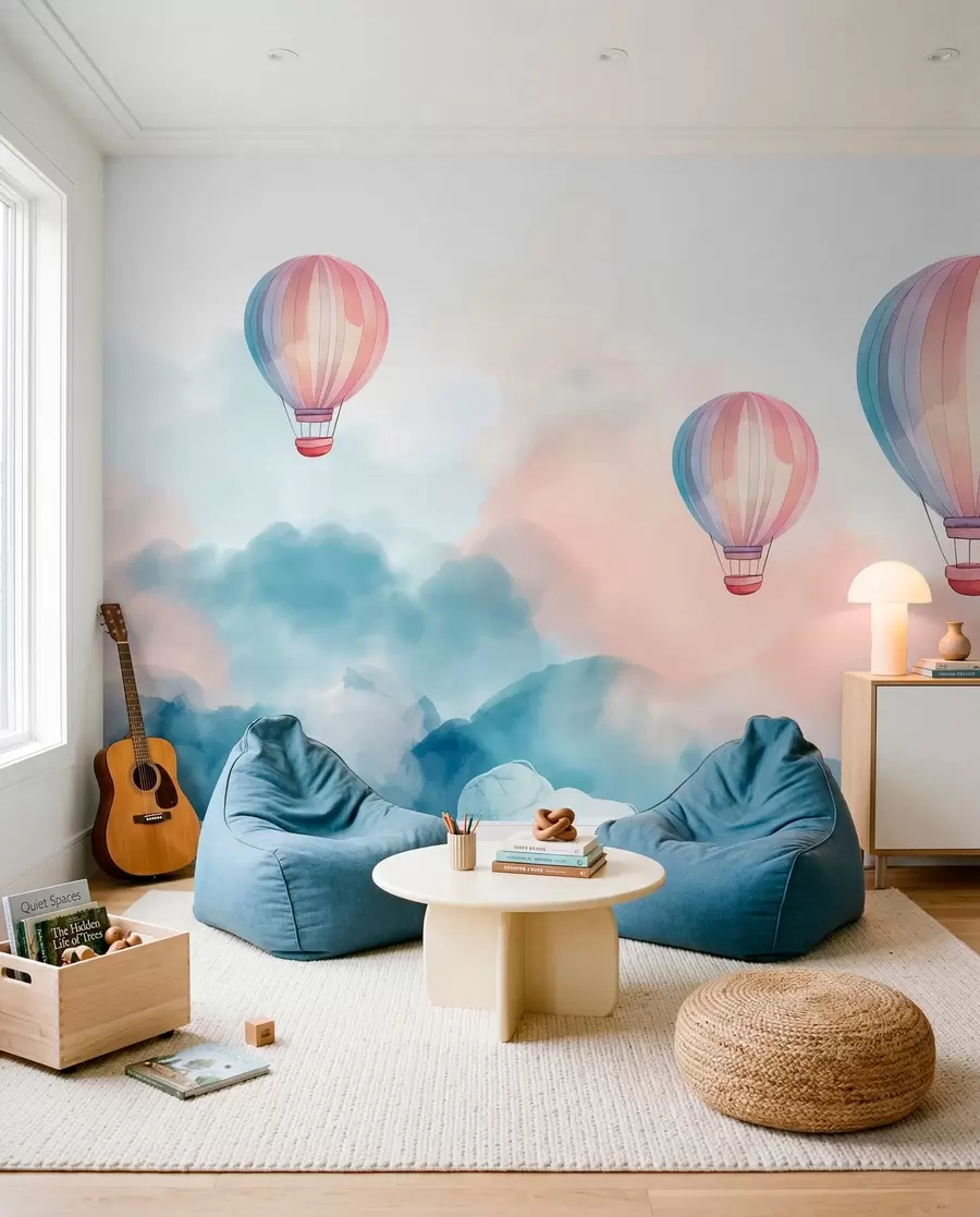 Fototapeta Balony akwarelowe w chmurach w01011