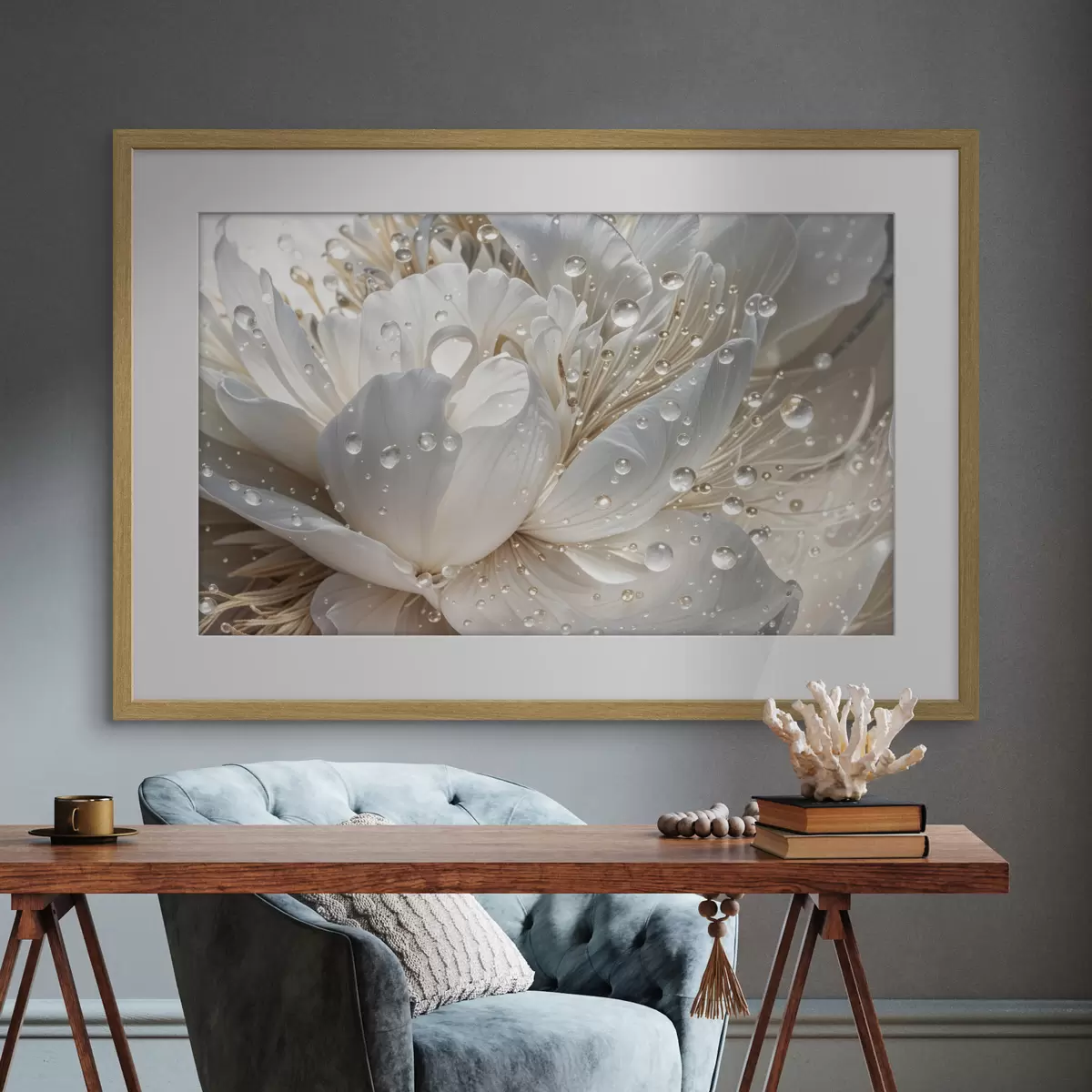 Plakat Płatki w kroplach rosy f40539