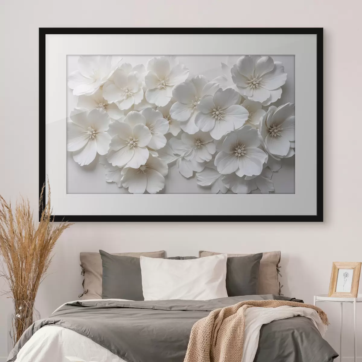 Plakat Kaskada białych kwiatów f40548