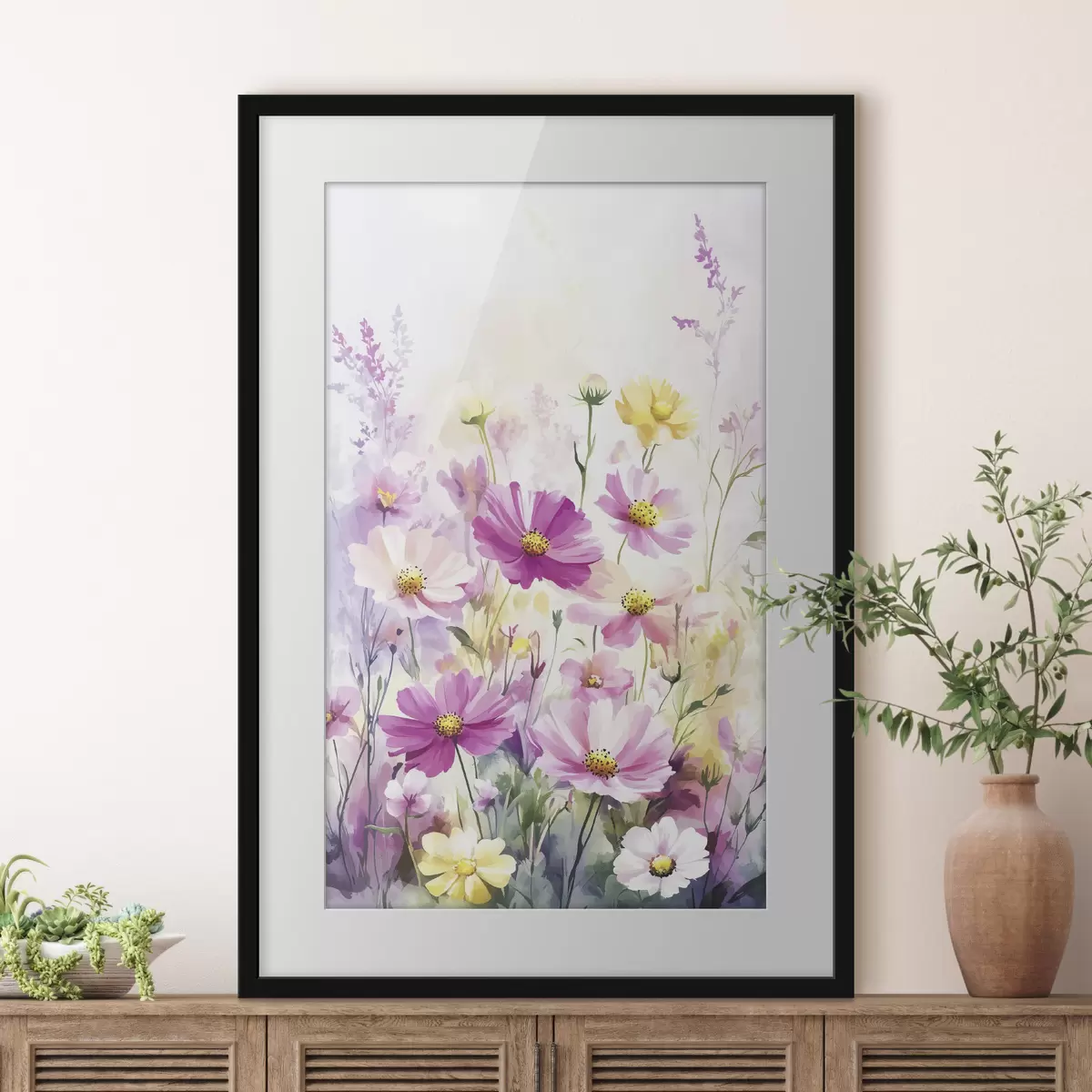 Plakat Abstrakcyjne akwarelowe kwiaty polne f40538