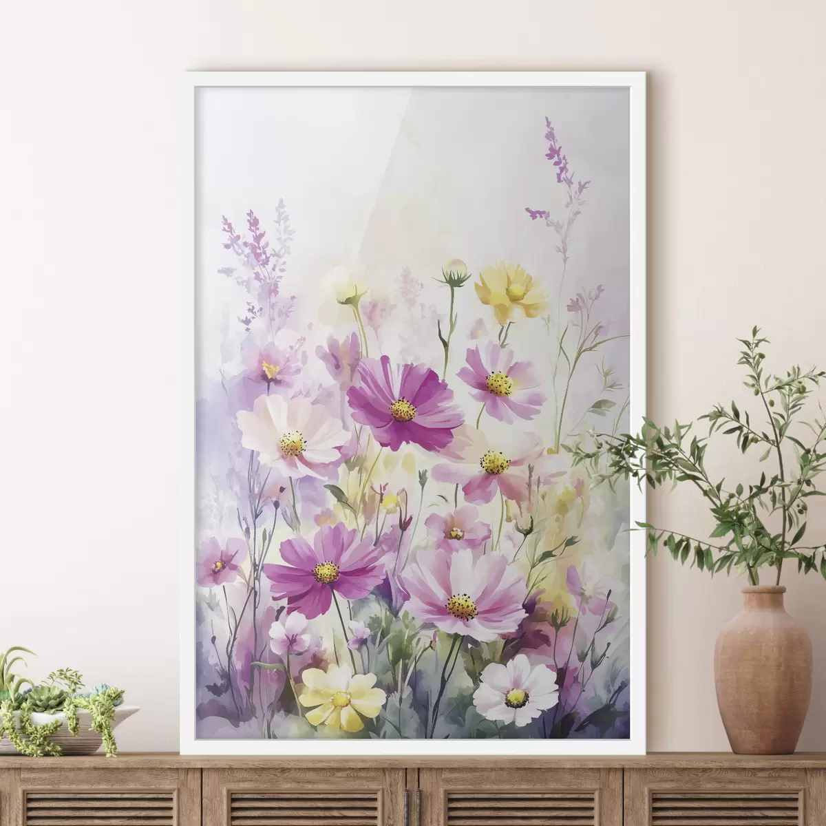 Plakat Abstrakcyjne akwarelowe kwiaty polne f40538