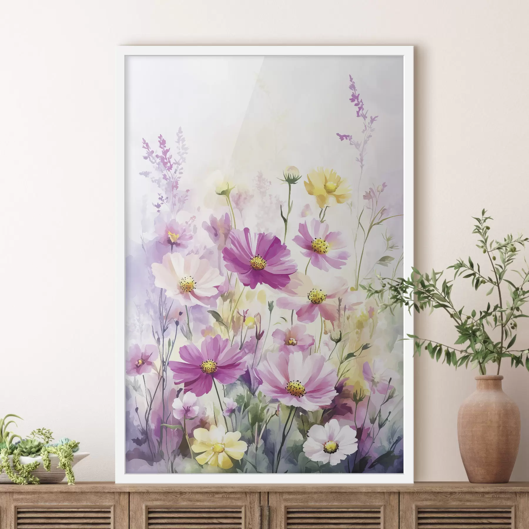 Fototapeta Abstrakcyjne akwarelowe kwiaty polne f40538