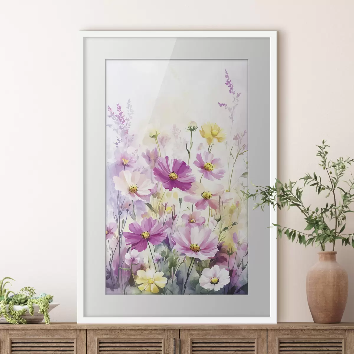 Plakat Abstrakcyjne akwarelowe kwiaty polne f40538