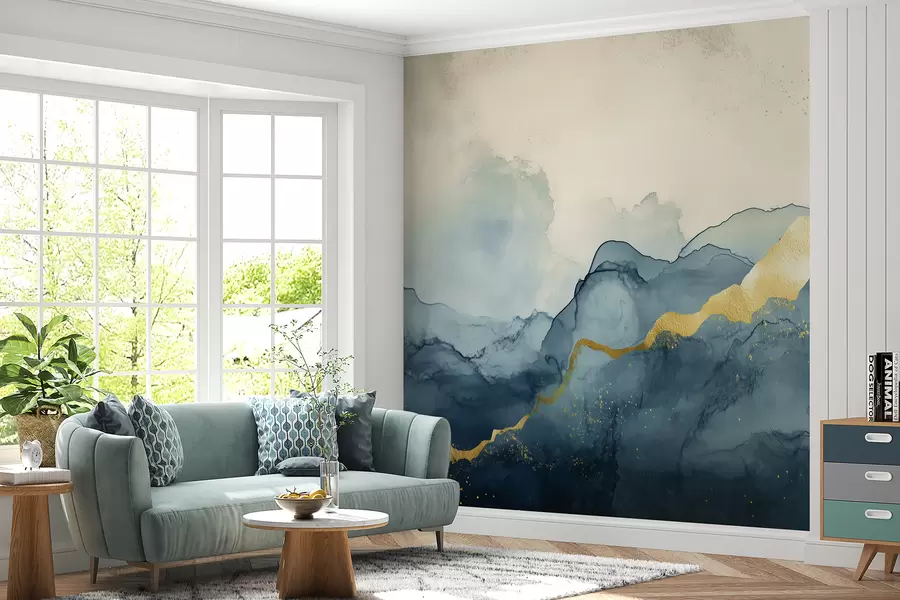 Fototapeta Kompozycja akwarelowa w odcieniach błękitu w01362