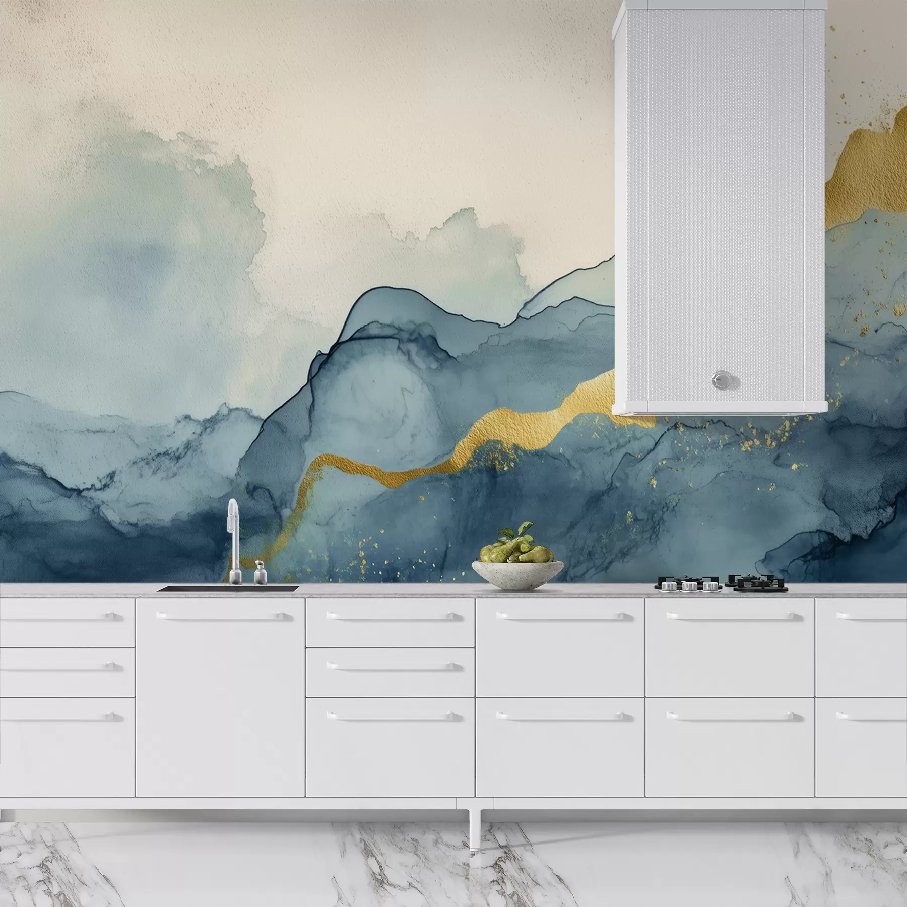 Fototapeta Kompozycja akwarelowa w odcieniach błękitu w01362