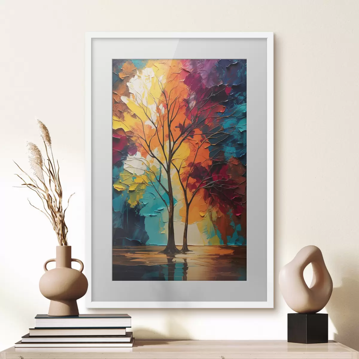 Plakat Drzewa na abstrakcyjnym tle f40460