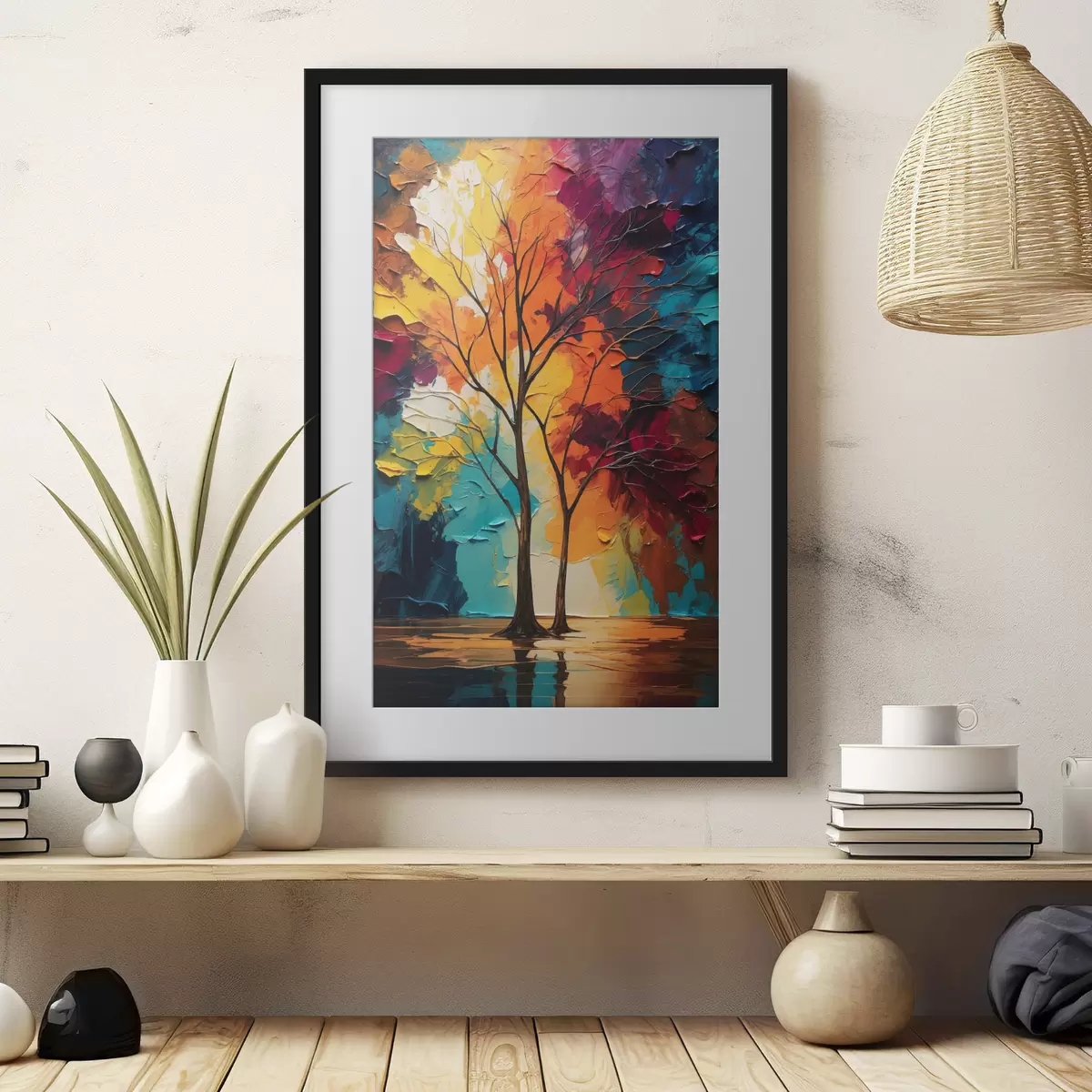 Plakat Drzewa na abstrakcyjnym tle f40460