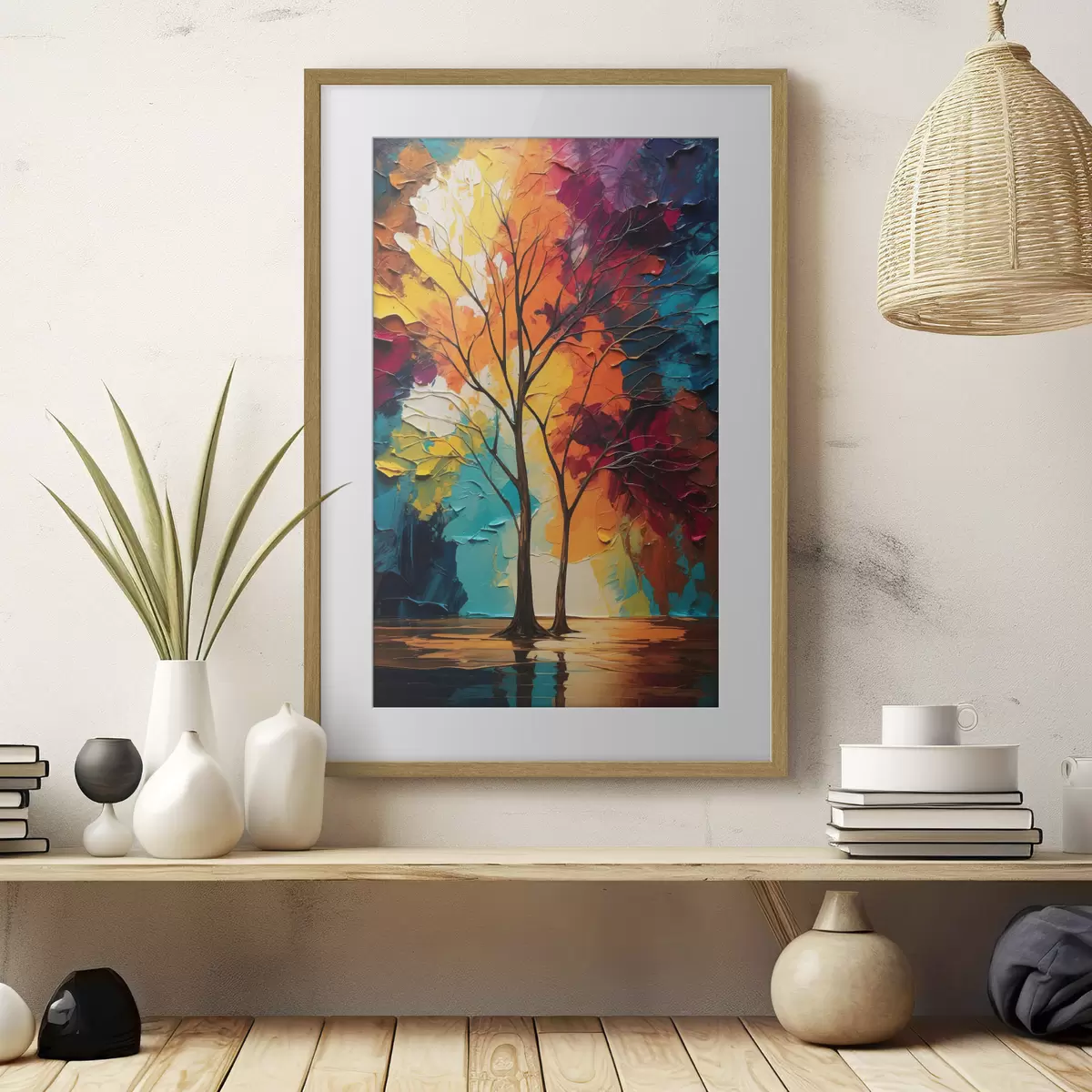 Plakat Drzewa na abstrakcyjnym tle f40460